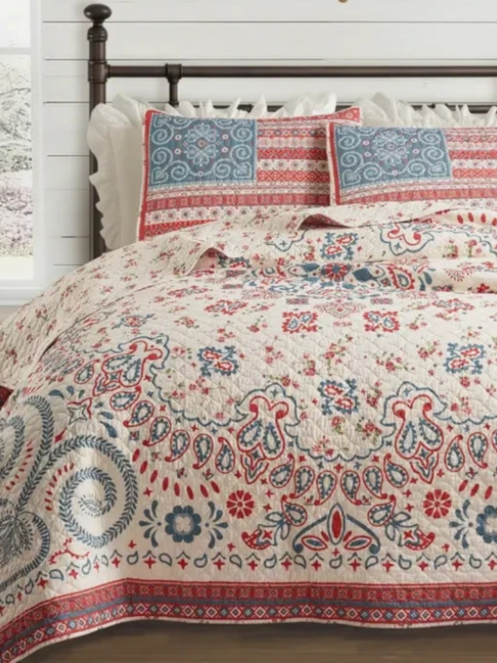 Boho Americana Junk Gypsy Cotton King Quilt Set